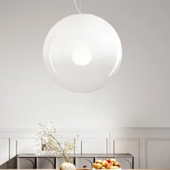 Lampadari Moderni-Perenz Illuminazione Lampadario sfera 50cm di vetro soffiato bianco perenz moon