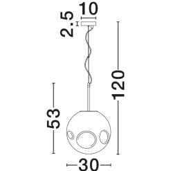 Lampadari Moderni-Selezionato da Mazzolaluce Lampadario sfera di vetro ambra martellato a sospensione 30 cm design moderno