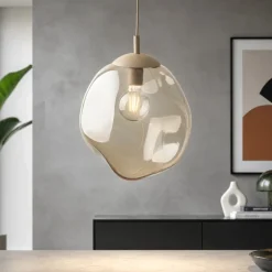 Lampade A Sospensione-Selezionato da Mazzolaluce lampadario sfera di vetro cognac trasparente a sospensione design moderno