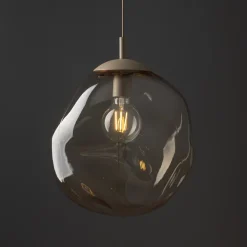 Lampade A Sospensione-Selezionato da Mazzolaluce lampadario sfera di vetro cognac trasparente a sospensione design moderno