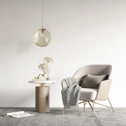 Lampade A Sospensione-Selezionato da Mazzolaluce lampadario sfera di vetro cognac trasparente a sospensione design moderno