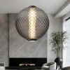 Lampadari Moderni-Selezionato da Mazzolaluce Lampadario sfera di vetro marrone sfumato trasparente led 20w 3000k dimmerabile