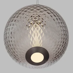 Lampadari Moderni-Selezionato da Mazzolaluce Lampadario sfera di vetro marrone sfumato trasparente led 20w 3000k dimmerabile