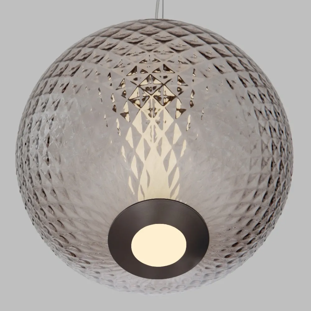 Lampadari Moderni-Selezionato da Mazzolaluce Lampadario sfera di vetro marrone sfumato trasparente led 20w 3000k dimmerabile