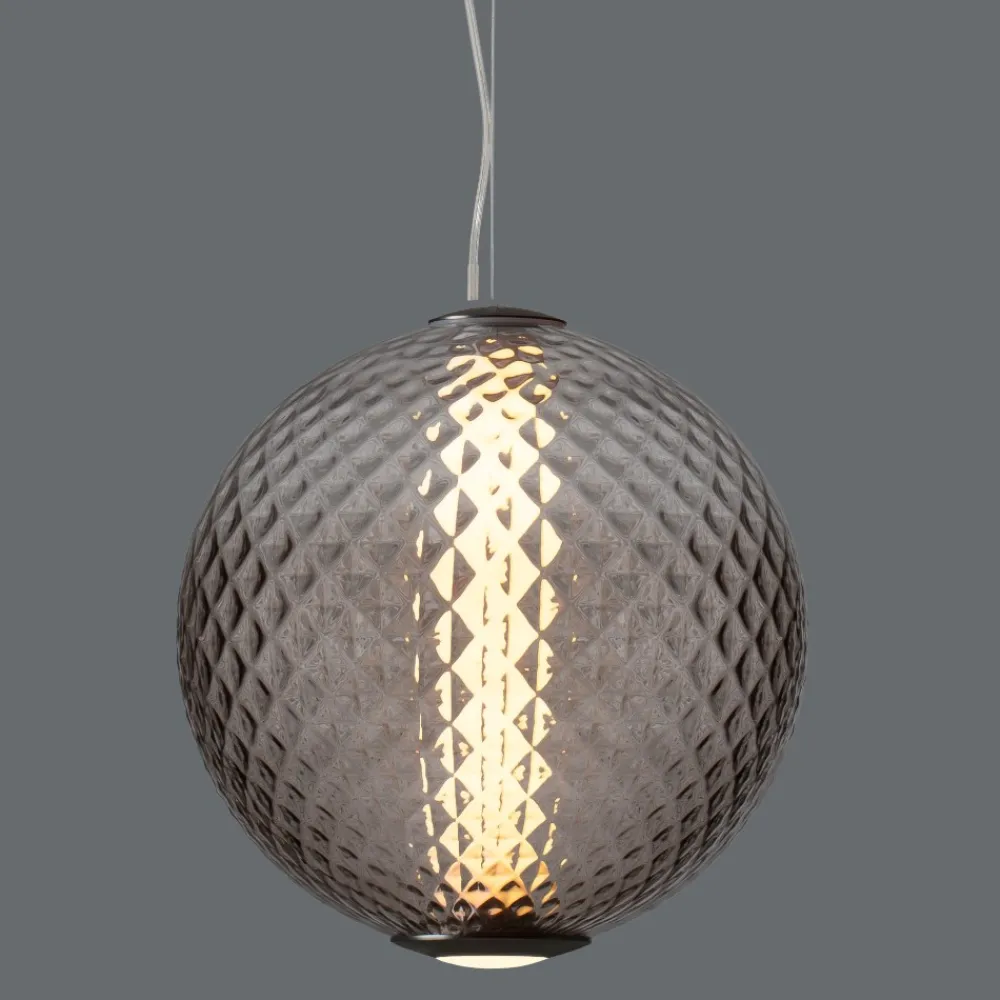 Lampadari Moderni-Selezionato da Mazzolaluce Lampadario sfera di vetro marrone sfumato trasparente led 20w 3000k dimmerabile