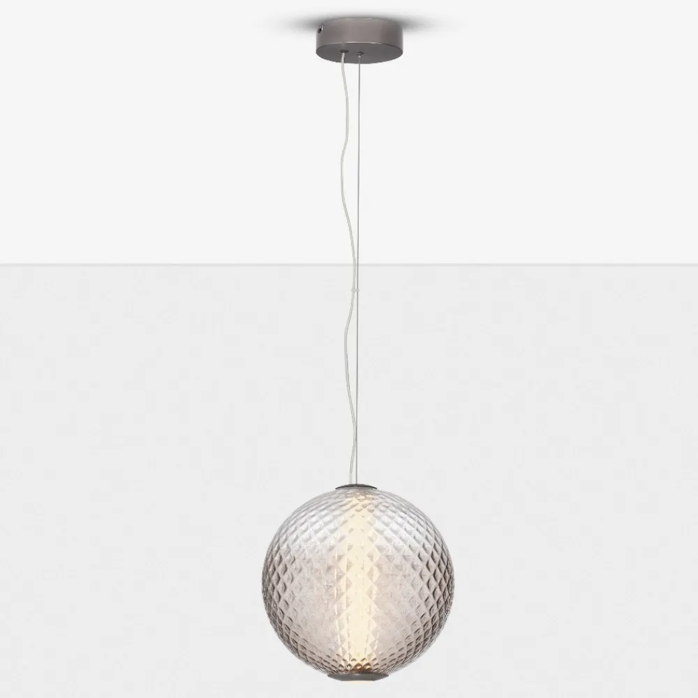 Lampadari Moderni-Selezionato da Mazzolaluce Lampadario sfera di vetro marrone sfumato trasparente led 20w 3000k dimmerabile