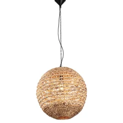 Lampadari Moderni-Selezionato da Mazzolaluce Lampadario sfera in rattan e giacinto essiccato per soggiorno