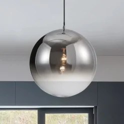 Lampadari Moderni-Selezionato da Mazzolaluce Lampadario sfera pendente di vetro cromo 40 cm