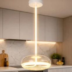 Lampadari Cucina-Selezionato da Mazzolaluce Lampadario sfera vetro trasparente per cucina moderna led 26w 4000k