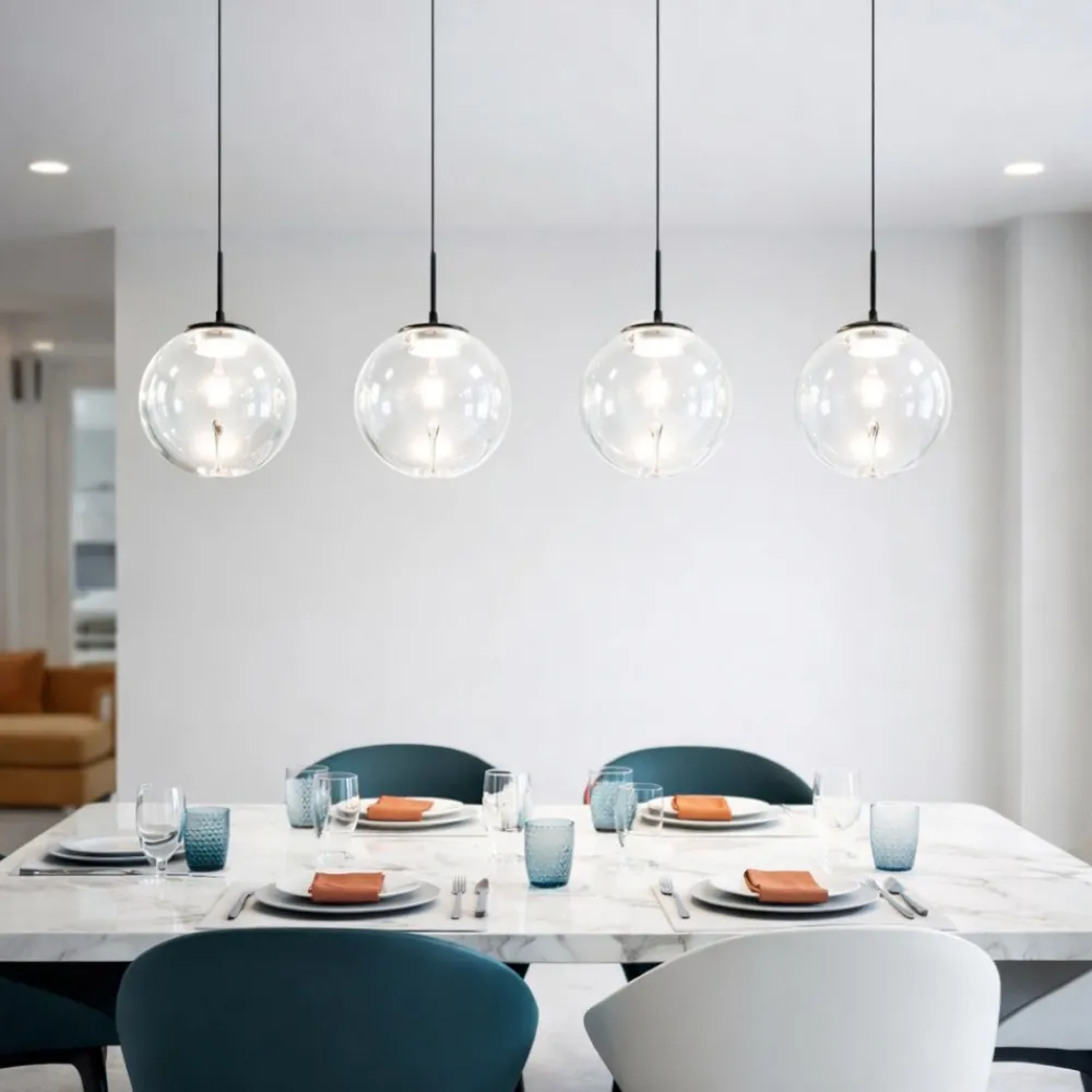 Lampadari Moderni-Fabas Luce Lampadario 4 sfere a sospensione in vetro per tavolo sala da pranzo