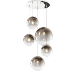 Lampadari Moderni-Selezionato da Mazzolaluce Lampadario sfere a sospensione moderno cromo vetri fume per soggiorno