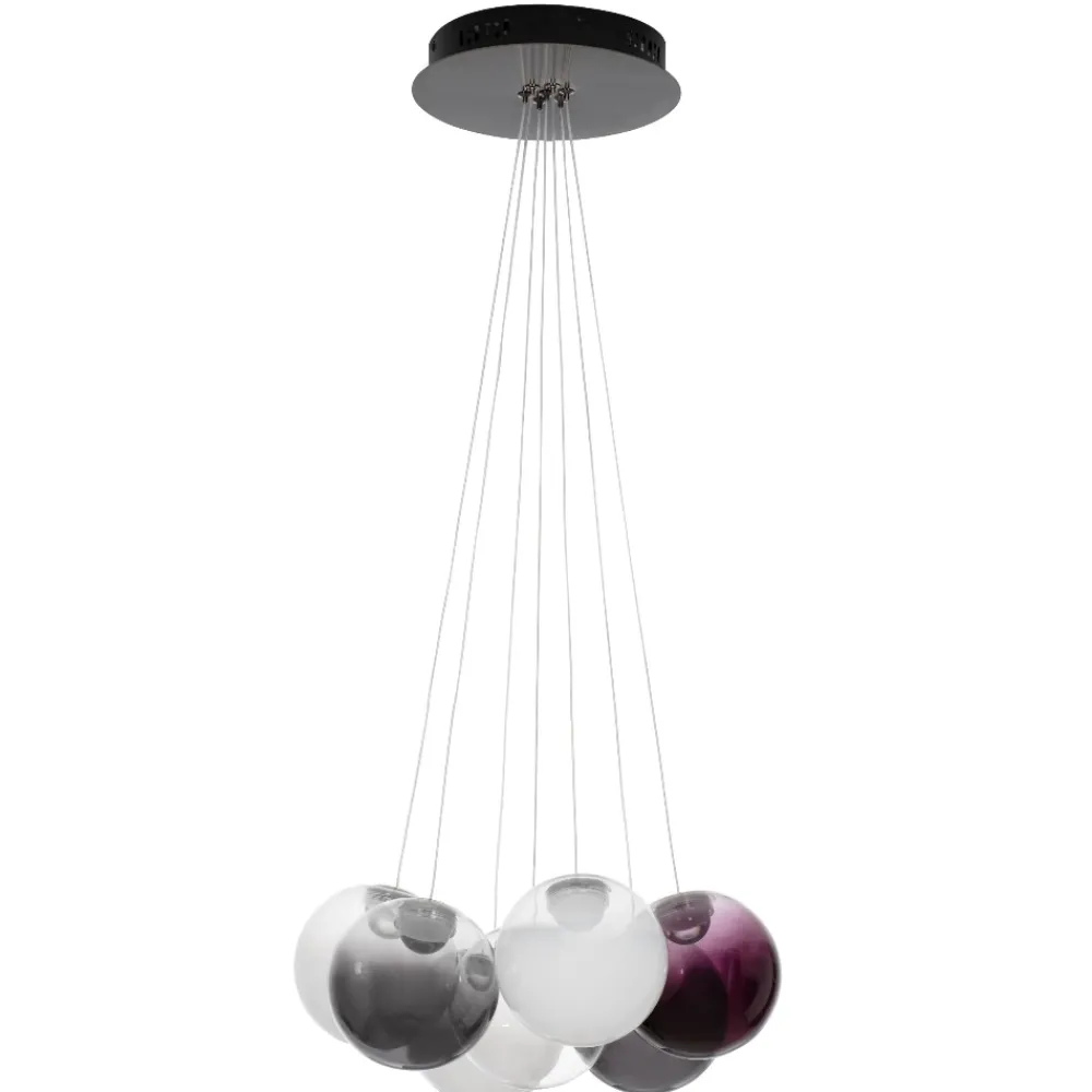 Lampadari Moderni-Selezionato da Mazzolaluce Lampadario sfere bocce di vetro opale viola fume per tavolo soggiorno moderno