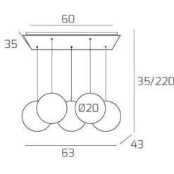Lampadari Moderni-Top Light Lampadario sfere di vetro a sospensione per soggirono moderno