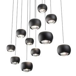 Lampadari Moderni-Selezionato da Mazzolaluce Lampadario sfere nere per tavolo da soggiorno moderno led 2700k-6500k