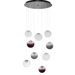 Lampadari Moderni-Selezionato da Mazzolaluce Lampadario sfere pendenti in vetro opale viola fume led 46w 3000k dimmerabile per soggiorno