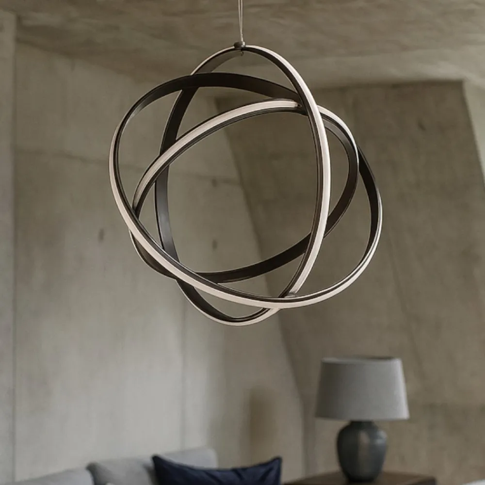 Lampadari Moderni-Selezionato da Mazzolaluce Lampadario sferico led 3000k dimmerabile intrecciati moderno nero