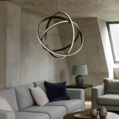 Lampadari Moderni-Selezionato da Mazzolaluce Lampadario sferico led 3000k dimmerabile intrecciati moderno nero