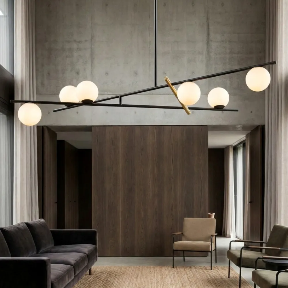 Lampadari Moderni-Miloox Lampadario soggiorno moderno nero oro sfere vetro kika