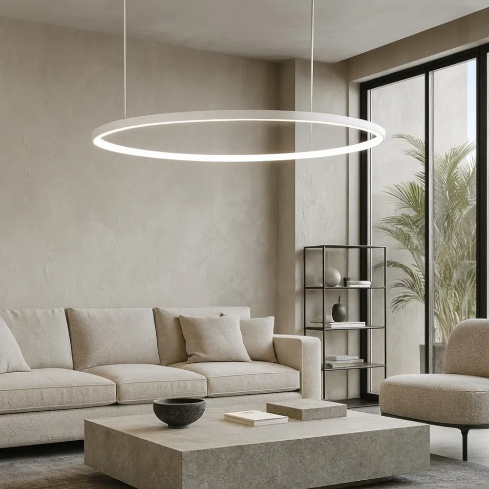 Lampadari Moderni-Ondaluce Lampadario so soel 60 bianco cerchio led moderno