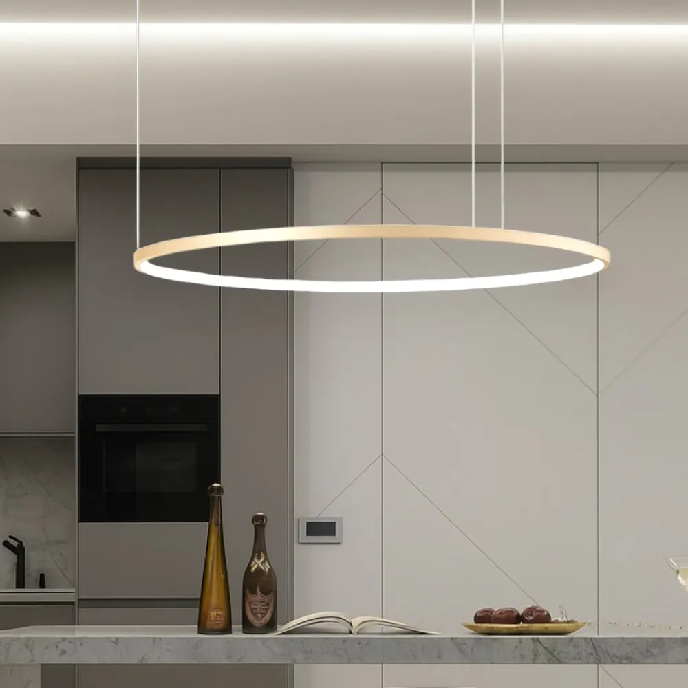 Lampadari Cucina-Ondaluce Lampadario so soel 80 oro cerchio led per cucina