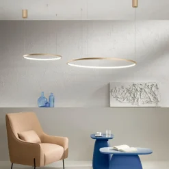 Lampadari Cucina-Ondaluce Lampadario so soel 80 oro cerchio led per cucina