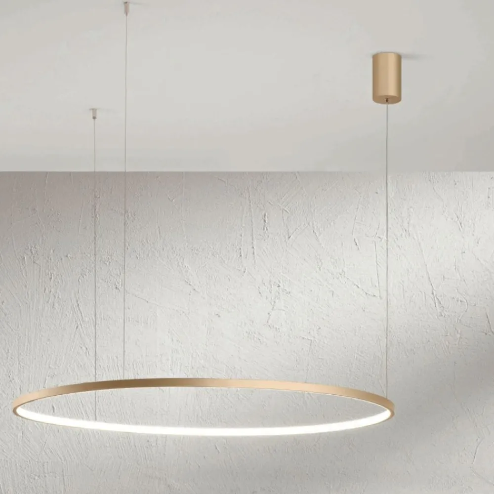 Lampadari Cucina-Ondaluce Lampadario so soel 80 oro cerchio led per cucina