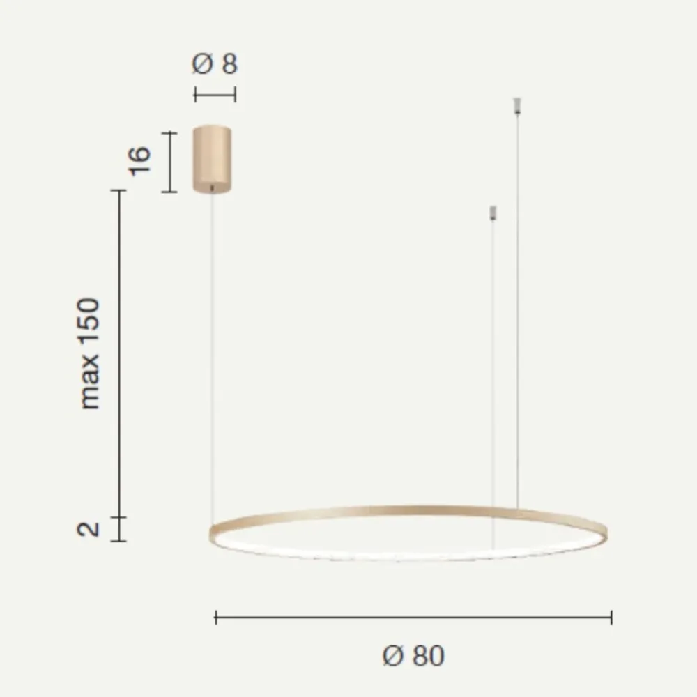 Lampadari Cucina-Ondaluce Lampadario so soel 80 oro cerchio led per cucina