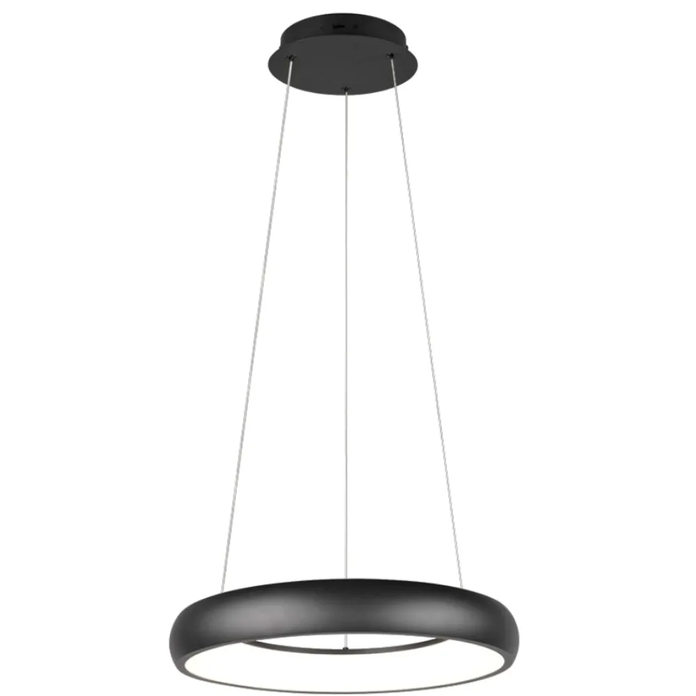 Lampadari Moderni-Selezionato da Mazzolaluce Lampadario sospensione anello nero 46cm led 2300k 3000k 4000k dimmerabile