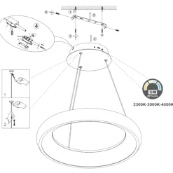 Lampadari Moderni-Selezionato da Mazzolaluce Lampadario sospensione anello nero 46cm led 2300k 3000k 4000k dimmerabile