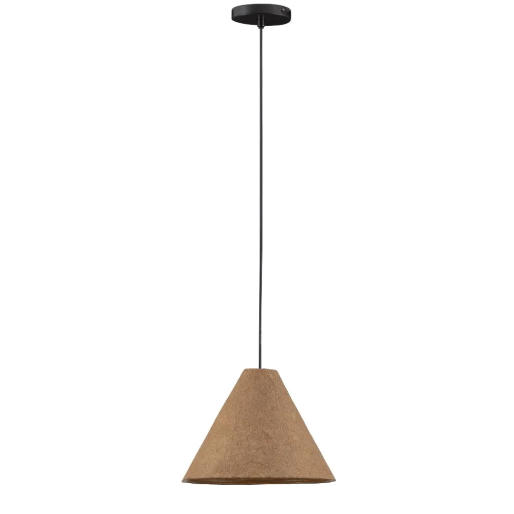 Lampadari Moderni-Selezionato da Mazzolaluce Lampadario sospensione cono 30cm di carta pesta rovere grezzo