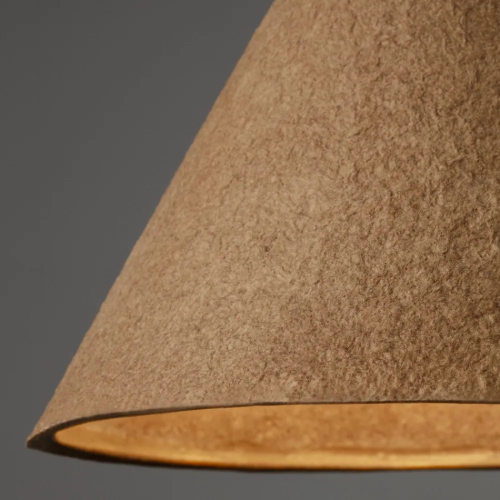 Lampadari Moderni-Selezionato da Mazzolaluce Lampadario sospensione cono 30cm di carta pesta rovere grezzo