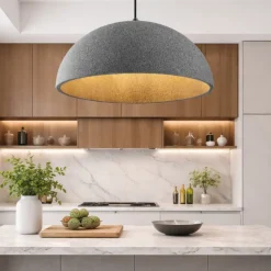 Lampadari Cucina-Selezionato da Mazzolaluce Lampadario sospensione cupola 60cm effetto pietra grigio per cucina
