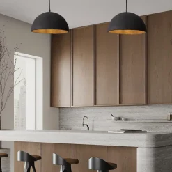 Lampadari Moderni-Selezionato da Mazzolaluce Lampadario sospensione cupola 32cm nero di cartapesta