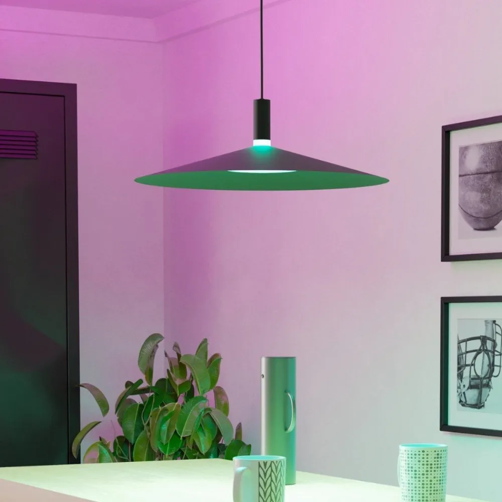 Lampadari Cucina-Eglo Lampadario sospensione conomavilla-z per cucina nero led rgb 2700k a 6500k controllo remoto app