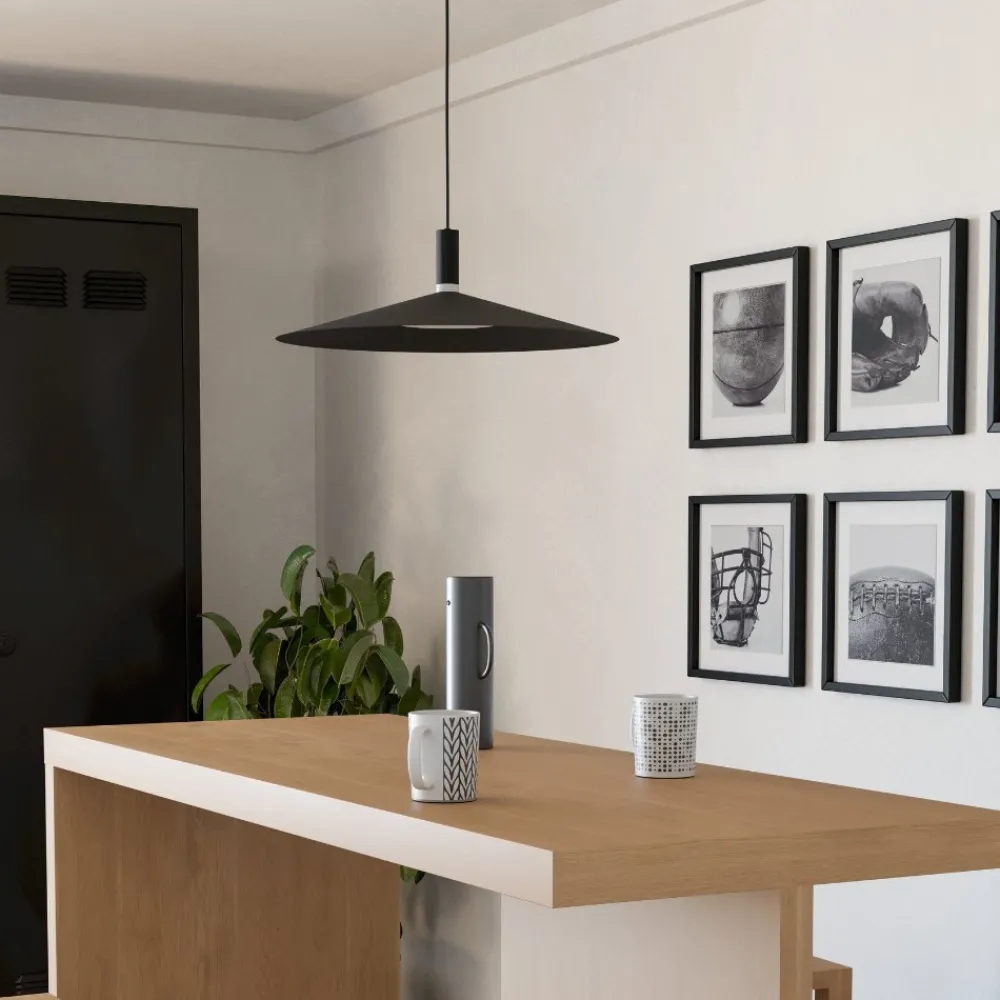 Lampadari Cucina-Eglo Lampadario sospensione conomavilla-z per cucina nero led rgb 2700k a 6500k controllo remoto app