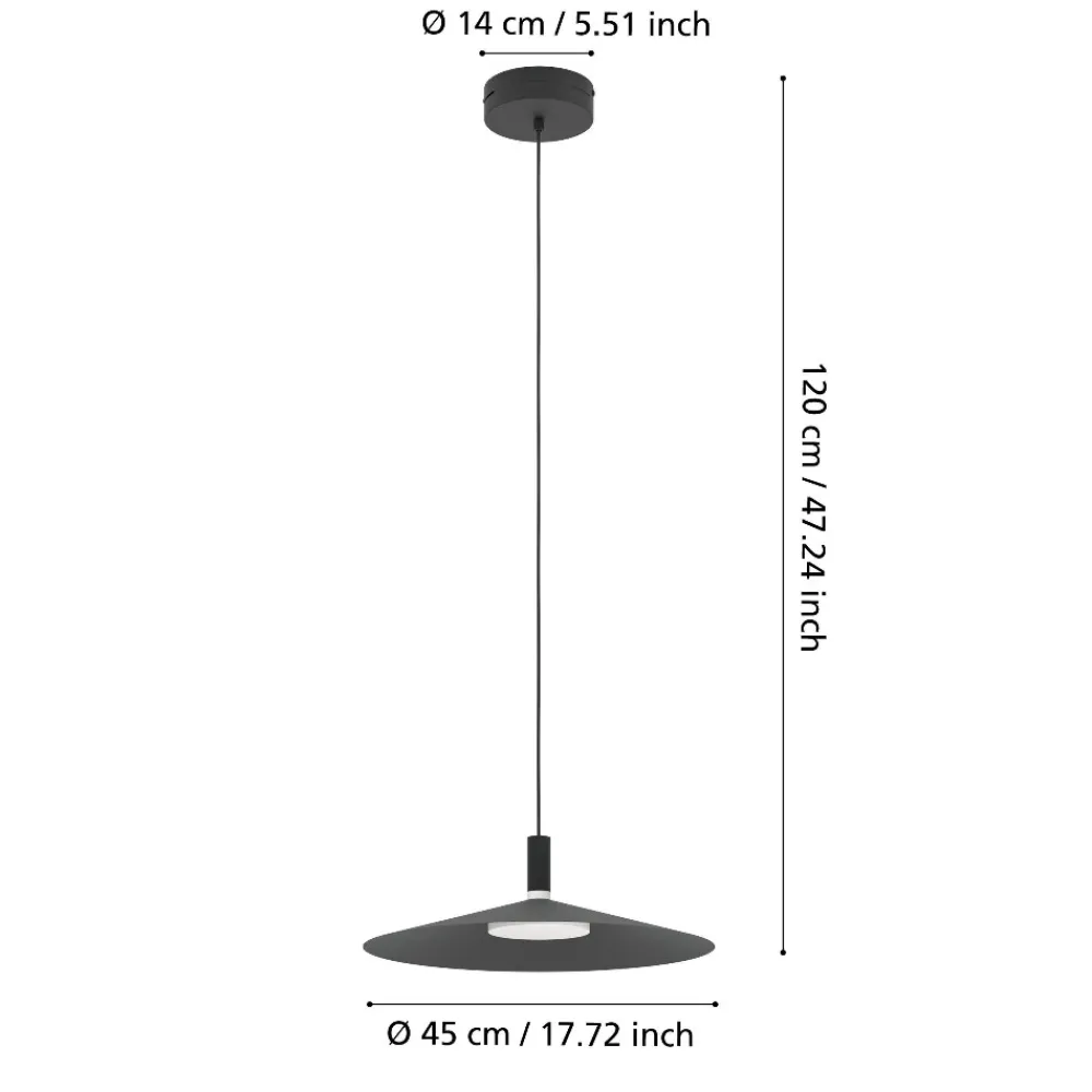 Lampadari Cucina-Eglo Lampadario sospensione conomavilla-z per cucina nero led rgb 2700k a 6500k controllo remoto app