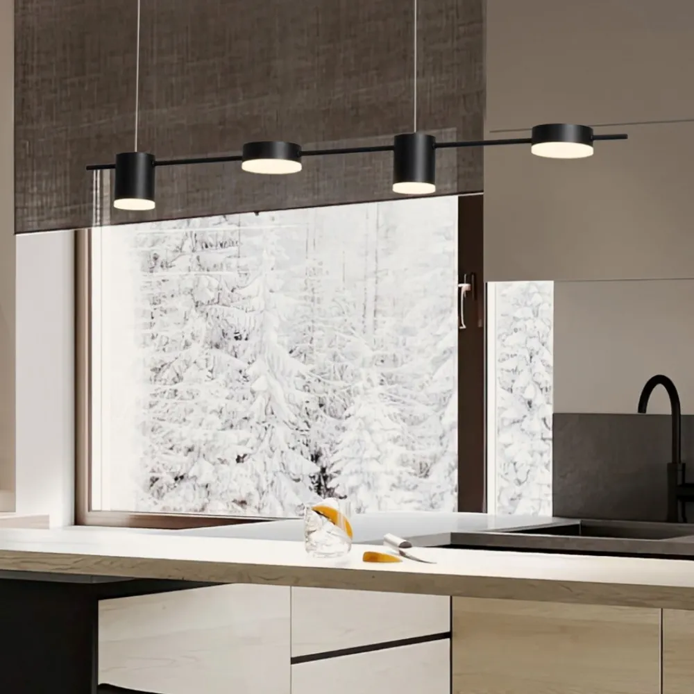 Lampadari Cucina-Selezionato da Mazzolaluce Lampadario sospeso nero per isola cucina led 2700k-3000k-4000k