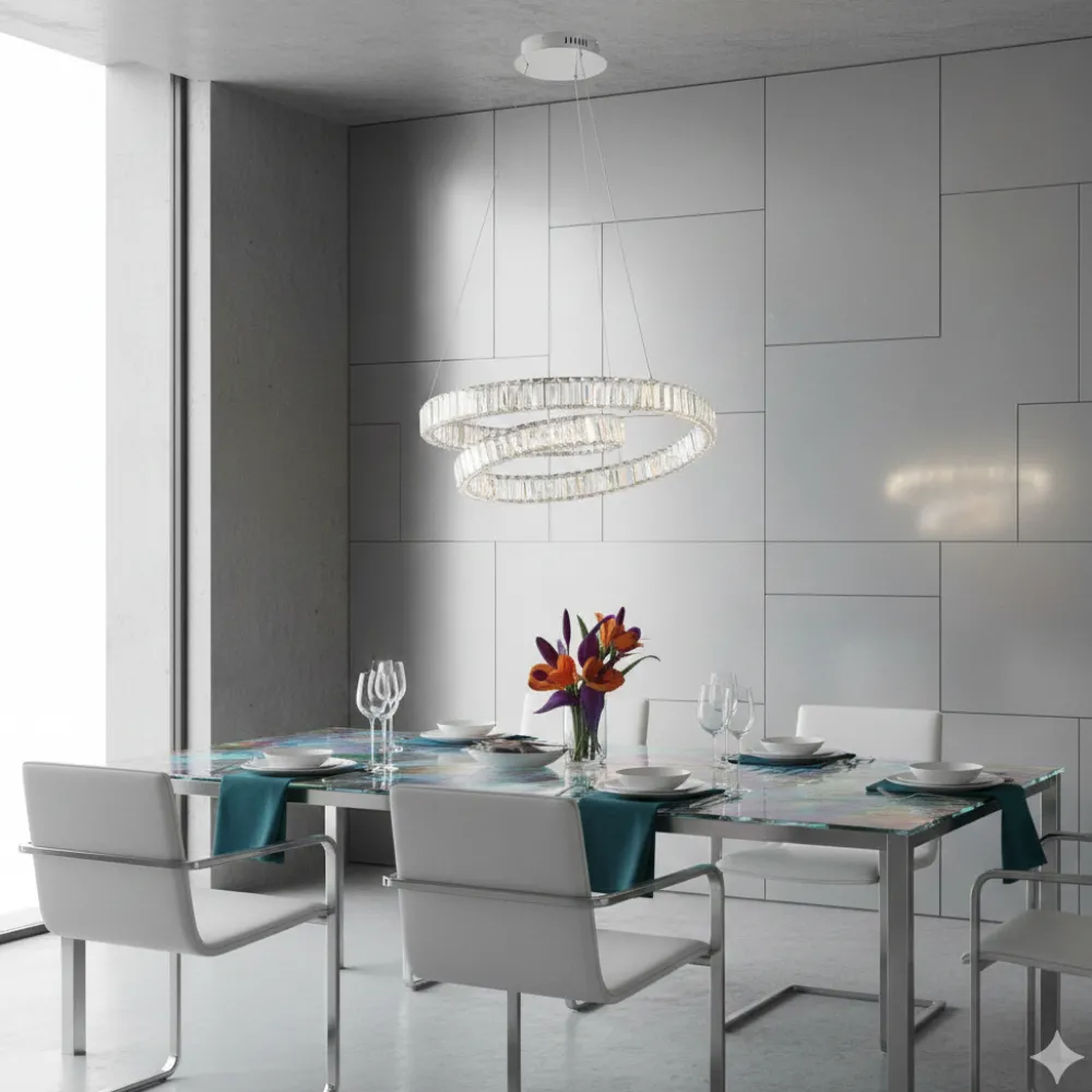 Lampadari Moderni-Selezionato da Mazzolaluce Lampadario spirale cristallo cromo per salotto led 50w 3500k
