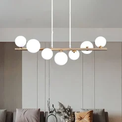 Lampadari Moderni-Selezionato da Mazzolaluce Lampadario spirale oro sfere di vetro per soggiorno moderno