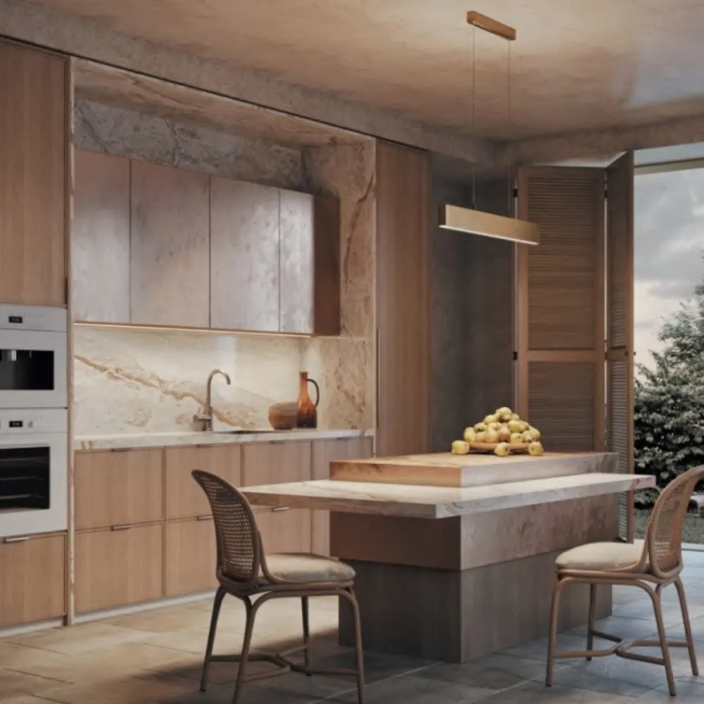 Lampadari Cucina-Maytoni Lampadario step design led 23w 3000k oro per sala da pranzo