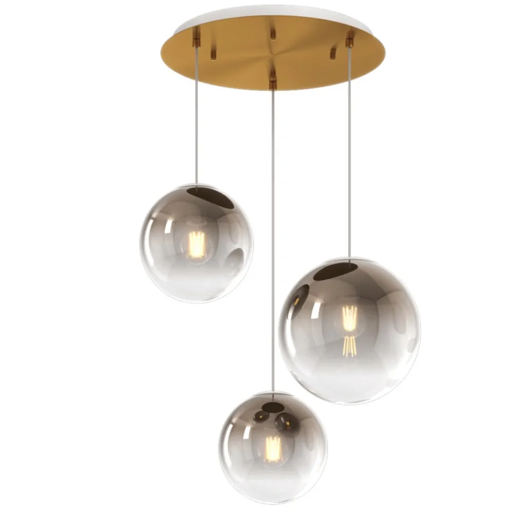 Lampadari Moderni-Top Light Lampadario struttura oro 3 sfere di vetro bronzo per soggiorno