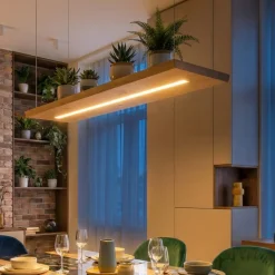 Lampadari Moderni-Selezionato da Mazzolaluce Lampadario tavola di legno led 2700k a 5000k con telecomando dimmerabile