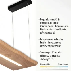 Lampadari Moderni-Selezionato da Mazzolaluce Lampadario tavola di legno led 2700k a 5000k con telecomando dimmerabile