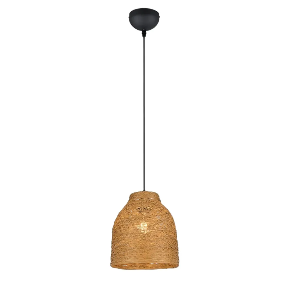 Lampadari Cucina-Selezionato da Mazzolaluce Lampadario tavolo da cucina marrone paralume in legno naturale