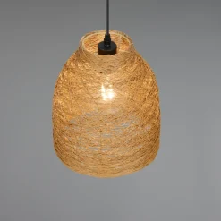 Lampadari Cucina-Selezionato da Mazzolaluce Lampadario tavolo da cucina marrone paralume in legno naturale