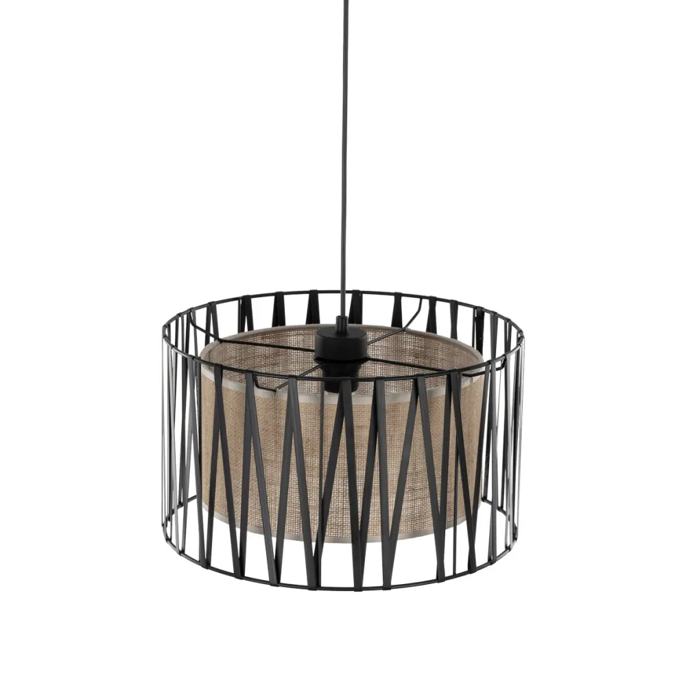 Lampadario Camera Da Letto-Selezionato da Mazzolaluce Lampadario tessuto nero design moderno cilindro per camera da letto