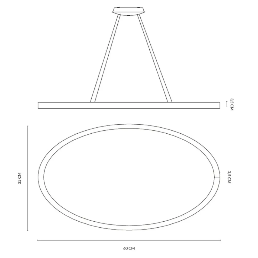 Lampadari Moderni-Vivida International Lampadario titanio ovale led 40w 3000k 4000k vivida lifering-o