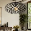 Lampadari Moderni-Selezionato da Mazzolaluce Lampadario tondo intreccio metallo nero per soggiorno