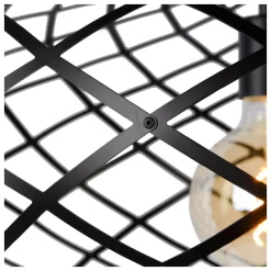 Lampadari Moderni-Selezionato da Mazzolaluce Lampadario tondo intreccio metallo nero per soggiorno