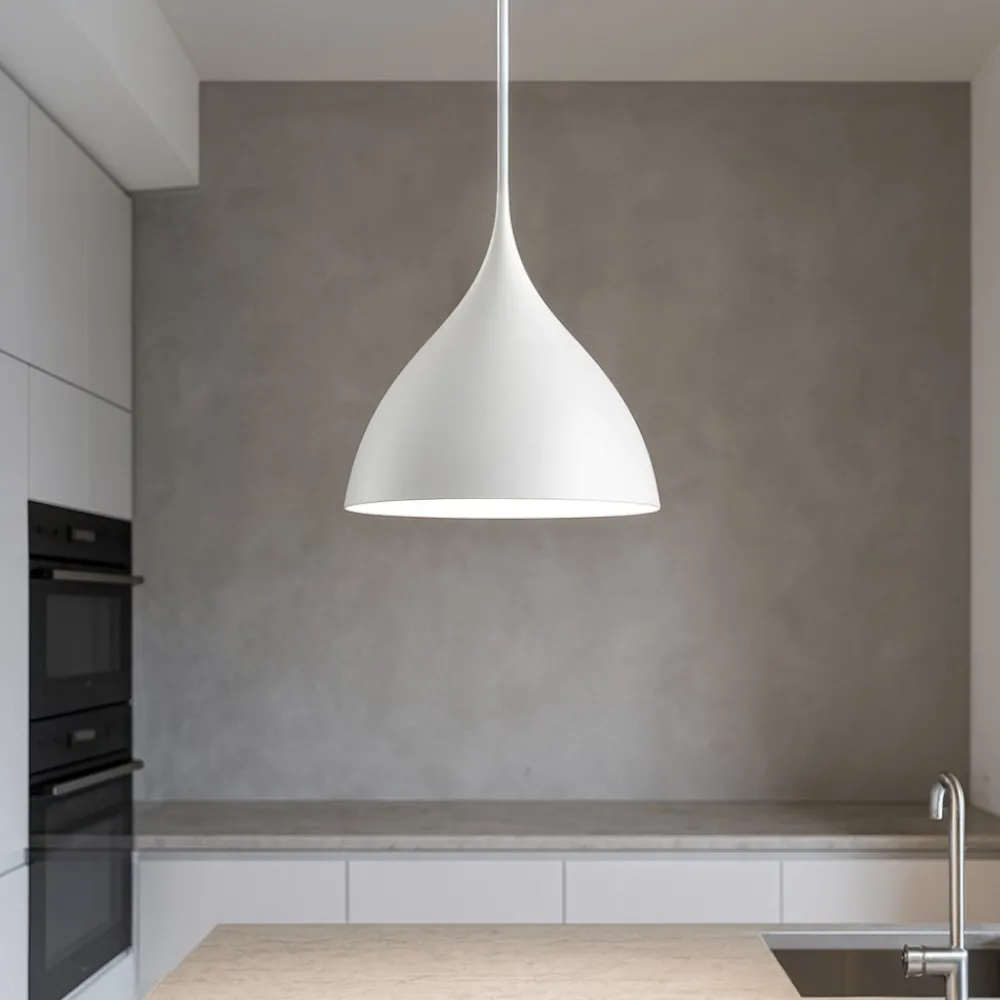 Lampadari Cucina-Selezionato da Mazzolaluce Lampadario topia per cucina moderna cupola metallo bianco
